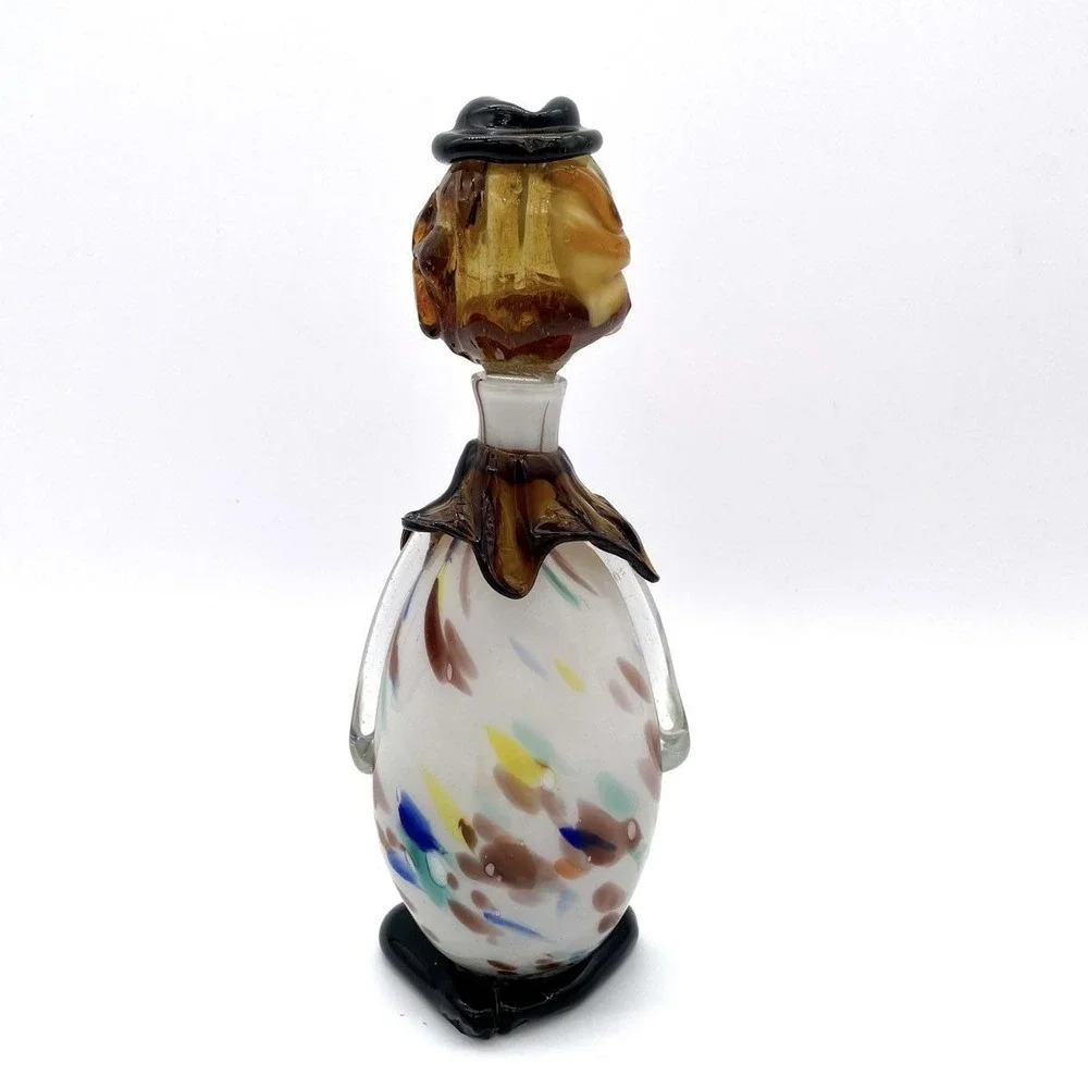 Vintage Art Glass Clown Decanter Bottle Hand Blown Venetian Glass Figurine
